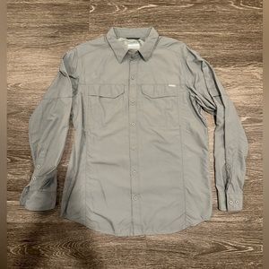 Columbia Gray Long Sleeve vented Fishing Shirt